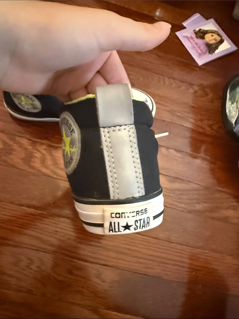 Converse Kids Black Canvas High-Tops with Neon Yellow Lining
